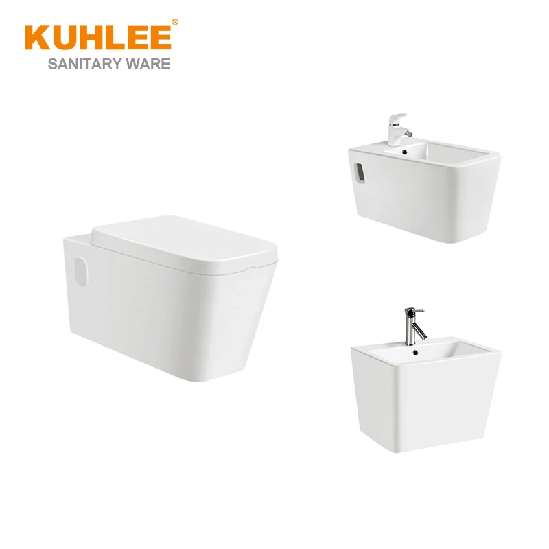 Square White Toilet Sets Ceramic Bathroom Sanitary Ware Toilet Bowl Sets With Sink Suites