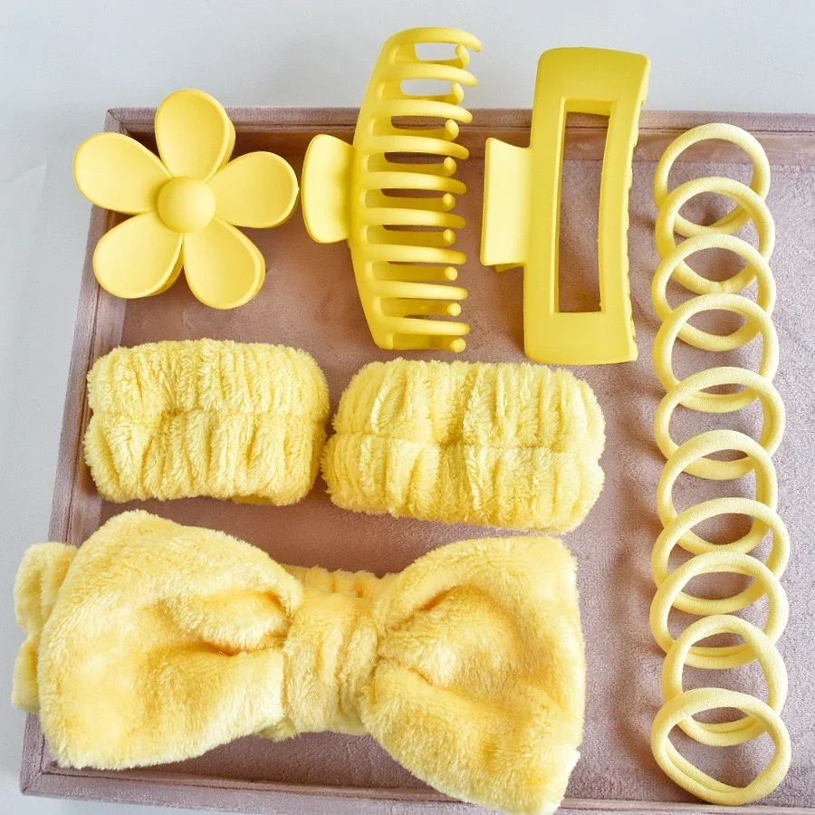 Wholesale 16pcs Set Spa Washing Fluffy Wristband Bow Headbands Flower Hair Claw Women's aperçu 4