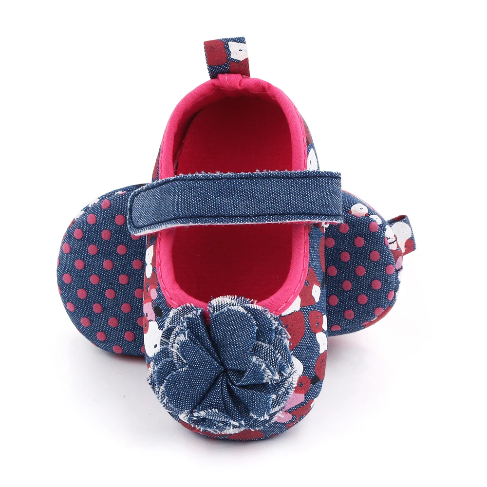 Spring and Autumn Baby Girls Denim Little Flower Infants Shallow Mouth Princess Toddler Shoes supplier
