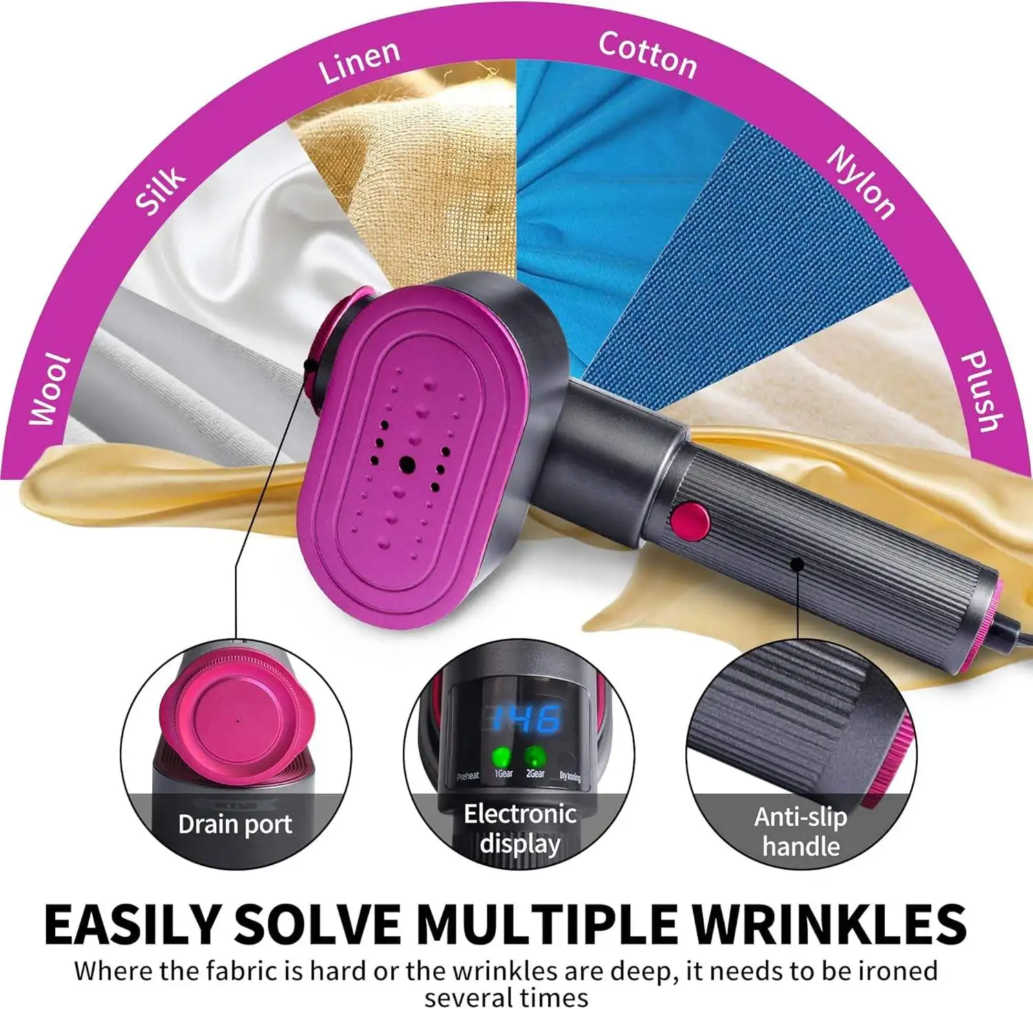 1200W Portable Handheld Clothes Garment Fabric Steamer USB Rechargeable Electric Clothes Steamer