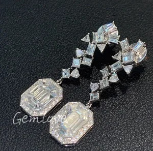 Custom 9K/14K/18K Gold Women's Diamond Earrings - IGI Certified Lab-Grown, Asscher & Heart Cut Dangle Earrings for Gift