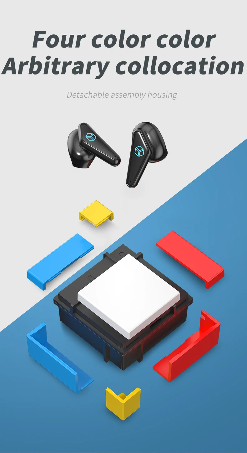 K66 Bluetooth Earphone Detachable Magic Cube Low Latency Gaming Earbuds Wireless Headphone Noise Reduction Professional Headset