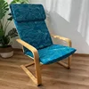Sedia Pelou con struttura in ferro, foglie bianche grandi, colore blu lago