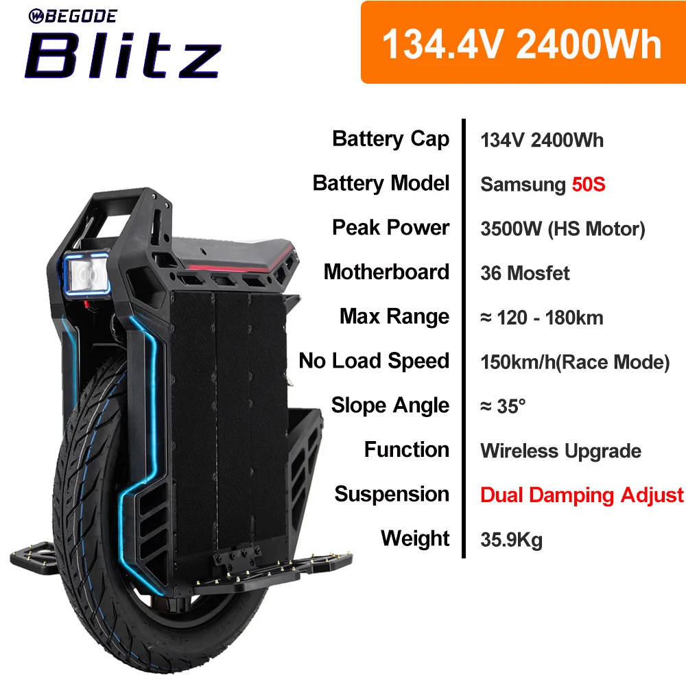 Begode Blitz Electric Unicycle - 3500W Power & 150km/h Speed