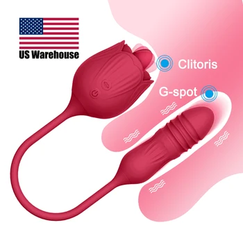 USA Warehouse Rose Vibrator Sex Toy For Woman And Men Cock Ring Massage Masturbation Sexy Toy Automatic Sex Toy Dildos for women