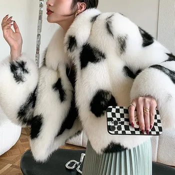 コート PLAIN FW25 FAKE FOX FUR JACKET (JJ25070 NAVY) Navy Fox Fur Jacket With Collar, Real Fox Fur Jacket, Fluffy