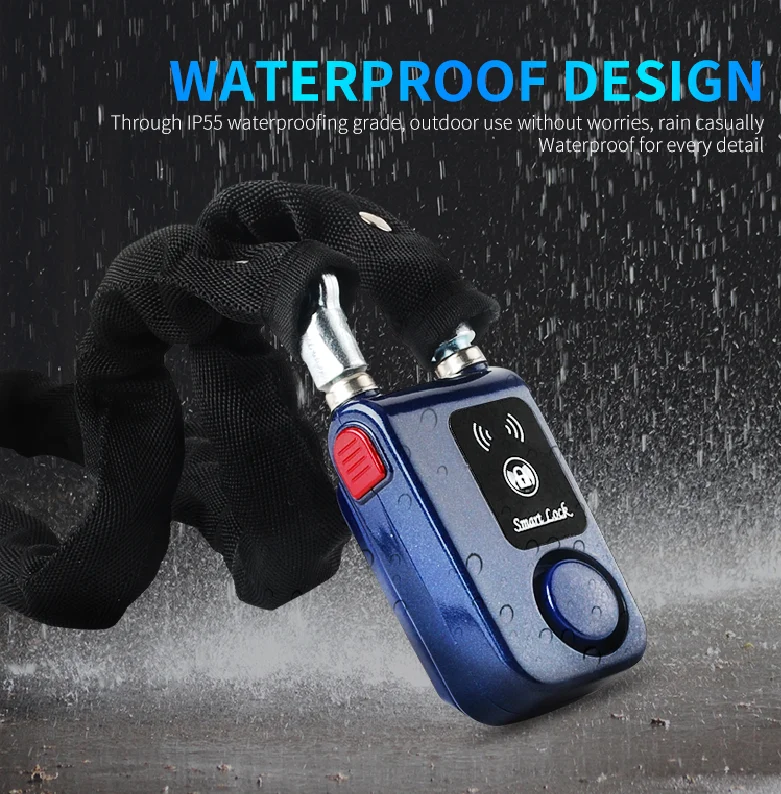 Waterproof Electric Scooter Bicycle Smart Lock 110db Alarm Anti Theft Mobile Phone App Remote Padlock