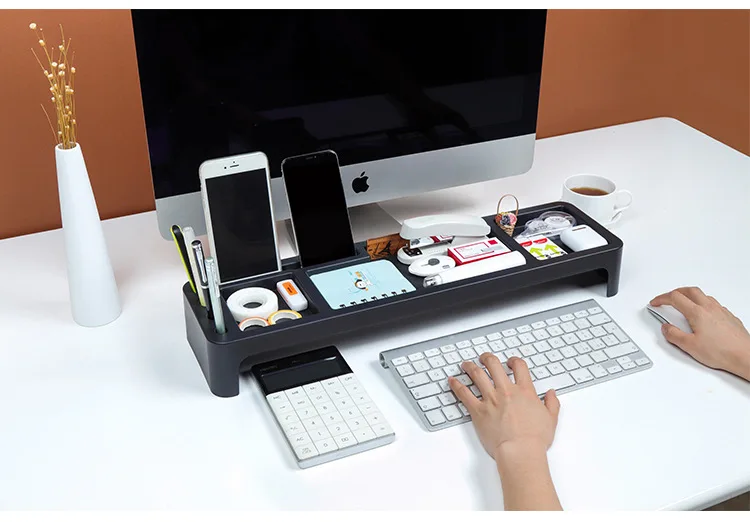 Multi-function keyboard storage rack Multi-format clutter storage rack Computer desk space saving storage rack details