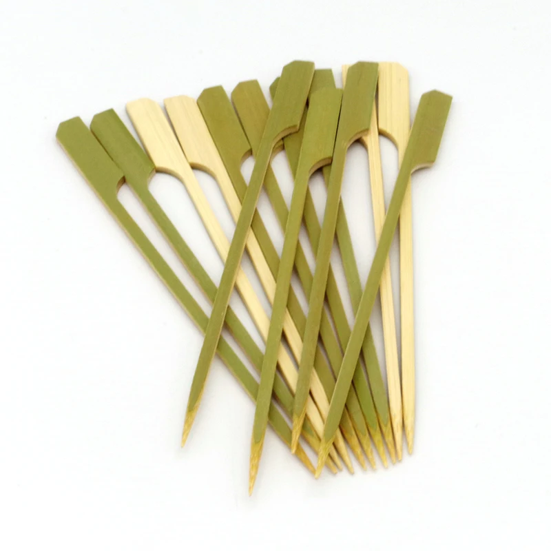 Wholesale green bamboo paddle skewer wooden food skewer