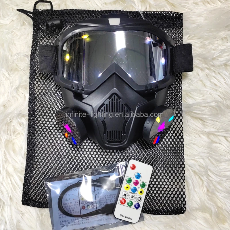 Cyberpunk Skull Mask with LED Light Gothic Cyber Mask for Men, Techwear Mask, Halloween Cosplay Costume Accessory