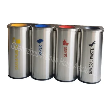 Premium Quality Practical 4-Compartment 180L Outdoor Stainless Steel Dustbin Open Top Structure for Hotels