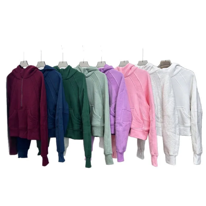 Embroidered Casual for Sweatshirt Regular Half-Zip Hoodie Autumn Sports Fitness Fleece Y detail