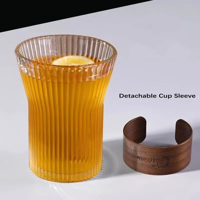 Custom Made Transparent Glass Cup For Beer Coffee Organ Shaped Juice Cold Drink Cups with Anti-scald Sleeve Water Bottle