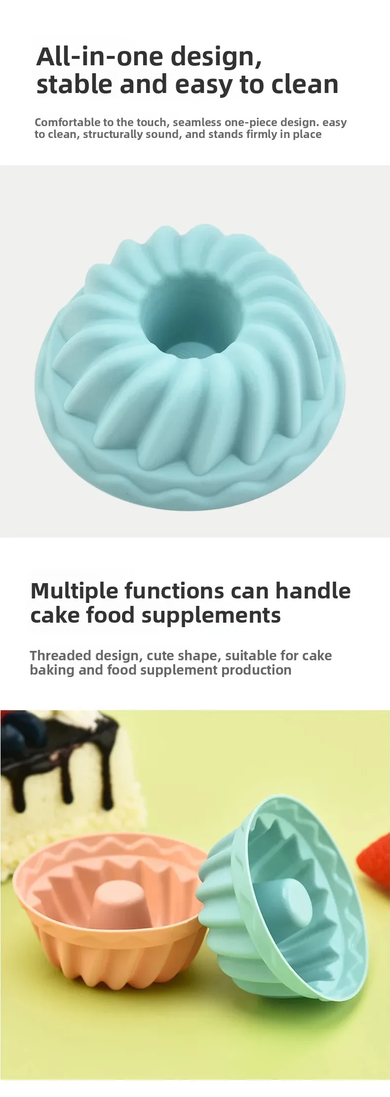 Single Hole Silicone Mold for Baking Muffins Cakes DIY Jelly Pudding Cheese Fondant 3D Feature Kitchen Baking supplier