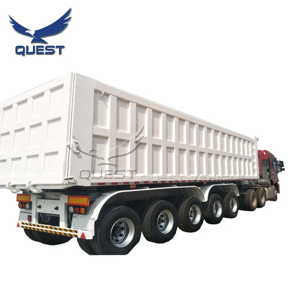 Самосвал полуприцеп задний самосвал трейлер для продажи Африка 80 тонн 5 осей QUEST стальной автомобиль 13T 14T 16T 18T BPW FUWA