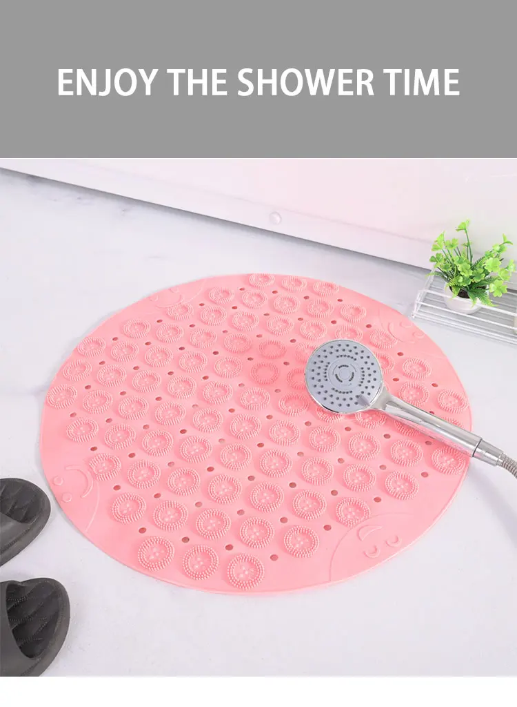 Non-slip Round Bathroom Mat Safety Shower Bath Mat Plastic Massage Pad Bathroom Carpet Floor Drainage Suction cup Bath Mat details