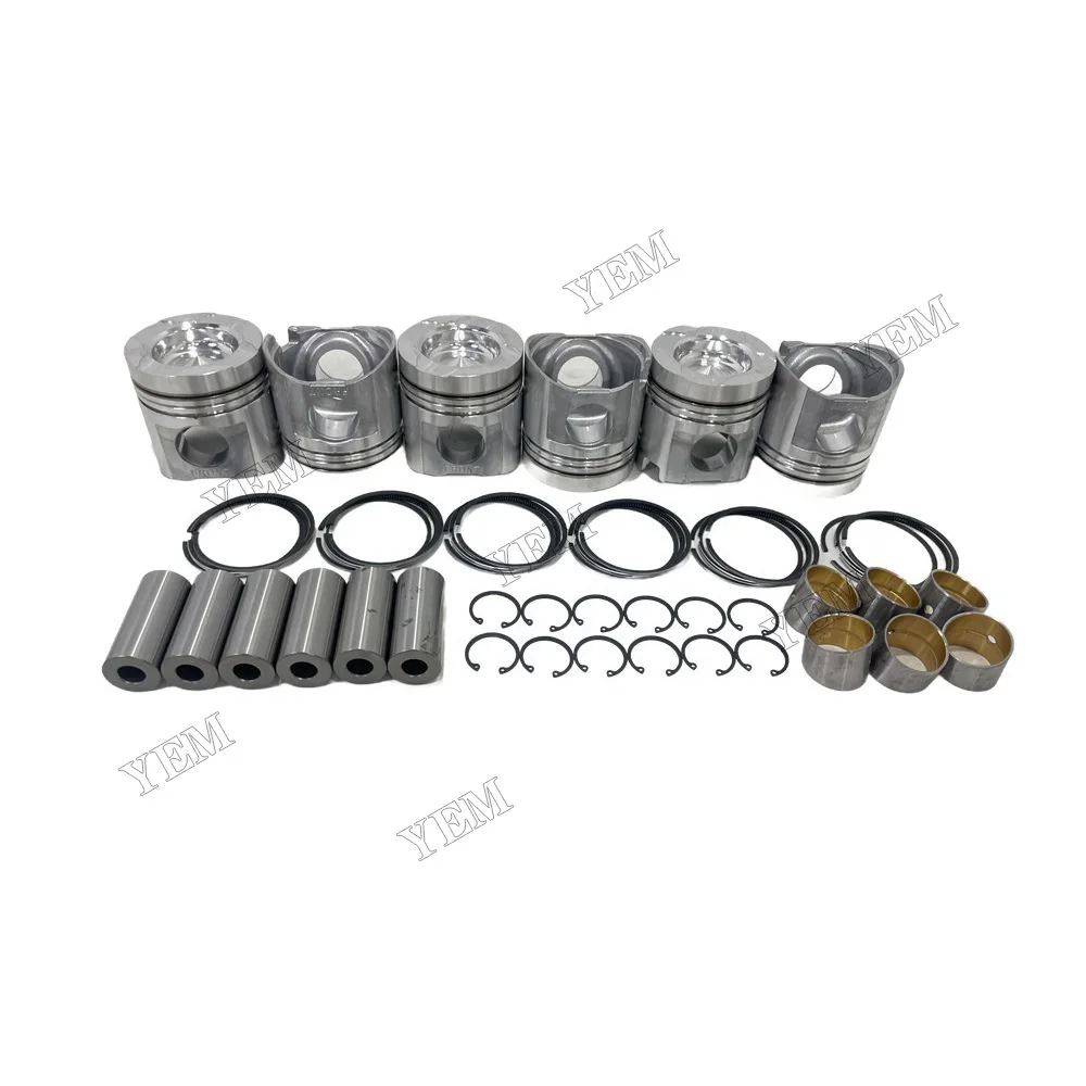 Cylinder Piston and Piston Ring Kit Compatible for Komatsu 6D125 Replacement Aftermarket Engine Spare Parts 4