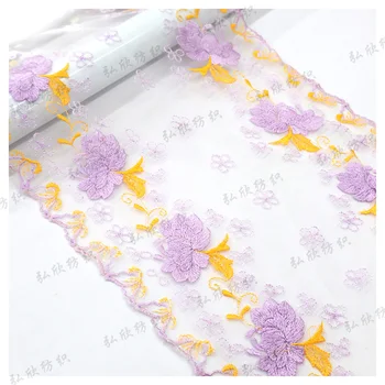 Newly designed soft embroidered lace women's underwear decoration diamond mesh fabric