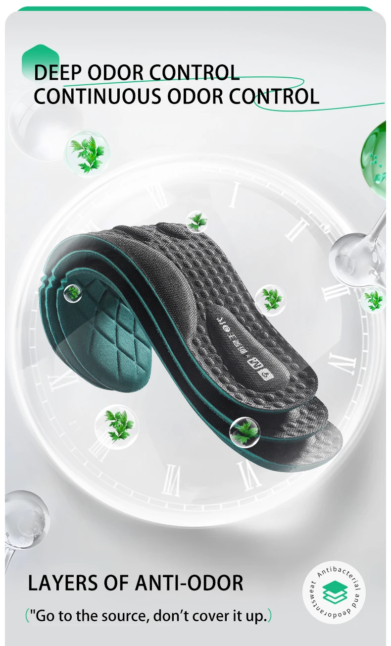 Antibacterial Deodorizing Insoles Sweat Absorbing Shoe Pads