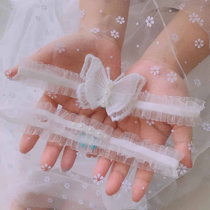 Handmade White butterfly Lace Chaste Mesh Wedding Garter Belt for Bridal  Wedding Apparel & Accessories