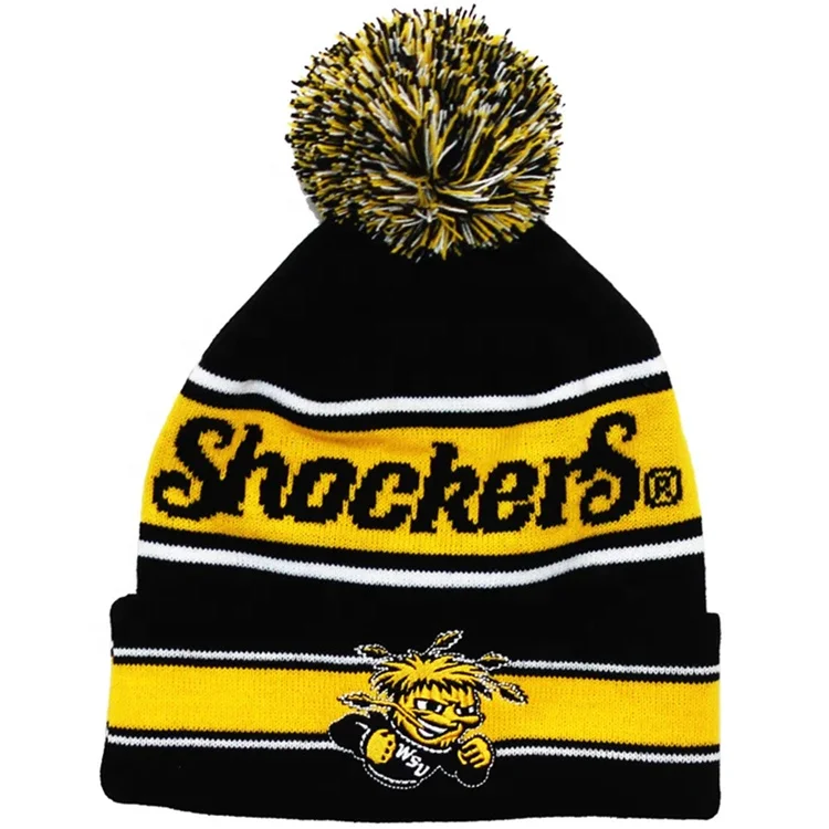 Custom Logo Winter Hats with Pom Pom Beanie Knit Toque Pom Beanie Hats