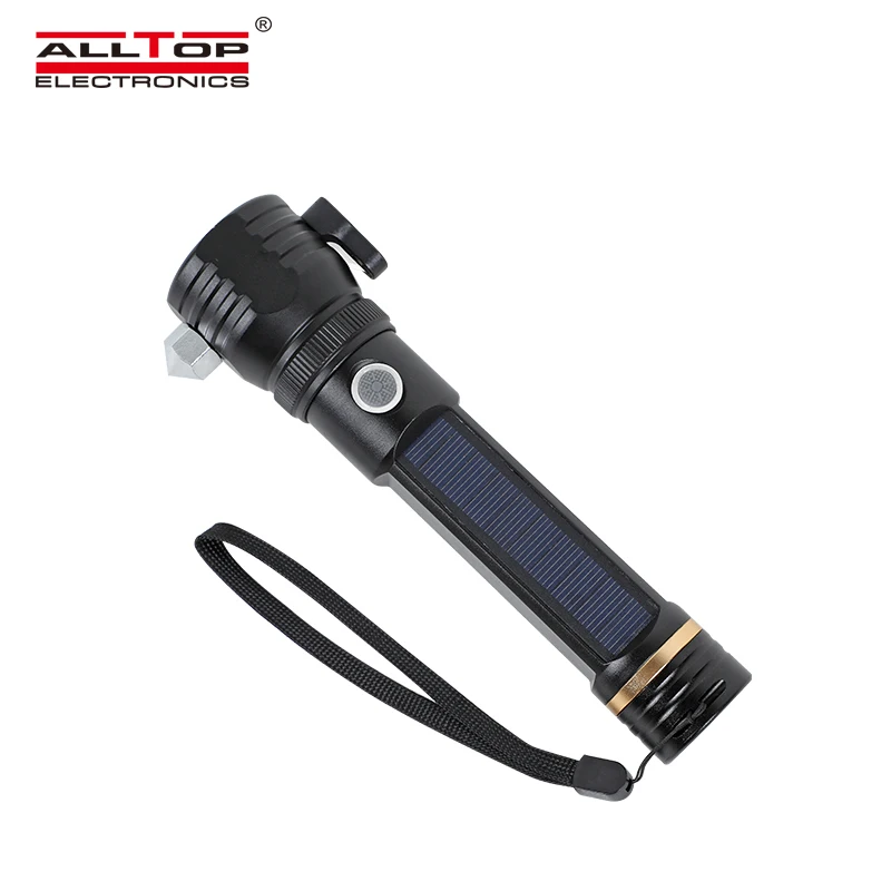 ALLTOP новый перезаряжаемый через USB наружный Многофункциональный светодиодный фонарик на солнечной батарее