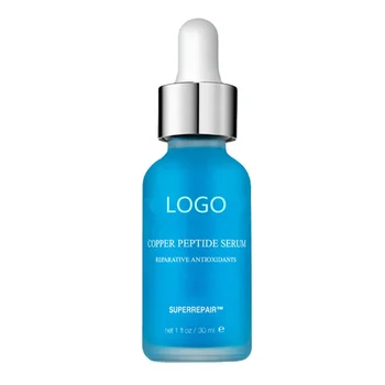 Private Label Anti-Aging Face Serum Whitening Hyaluronic Acid with Green Tea Aloe Vera Liquid Copper GHK-CU Collagen Peptide