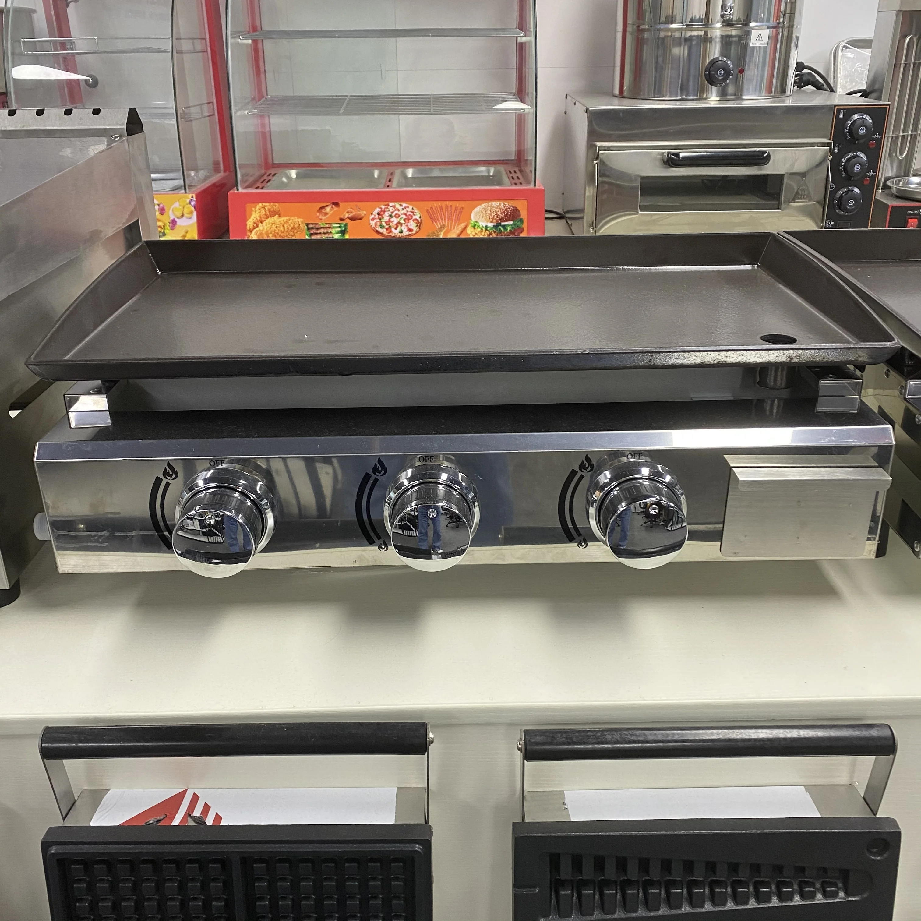 restaurant flat stainless steel table top large equipment commercial bbq gas grill gas griddle details