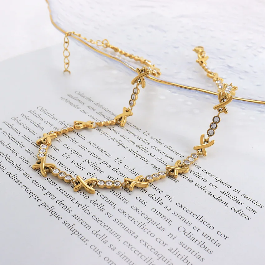 Hih Custom Stainless Steel Crystal Simple Jewelry Set Zircon Stone X