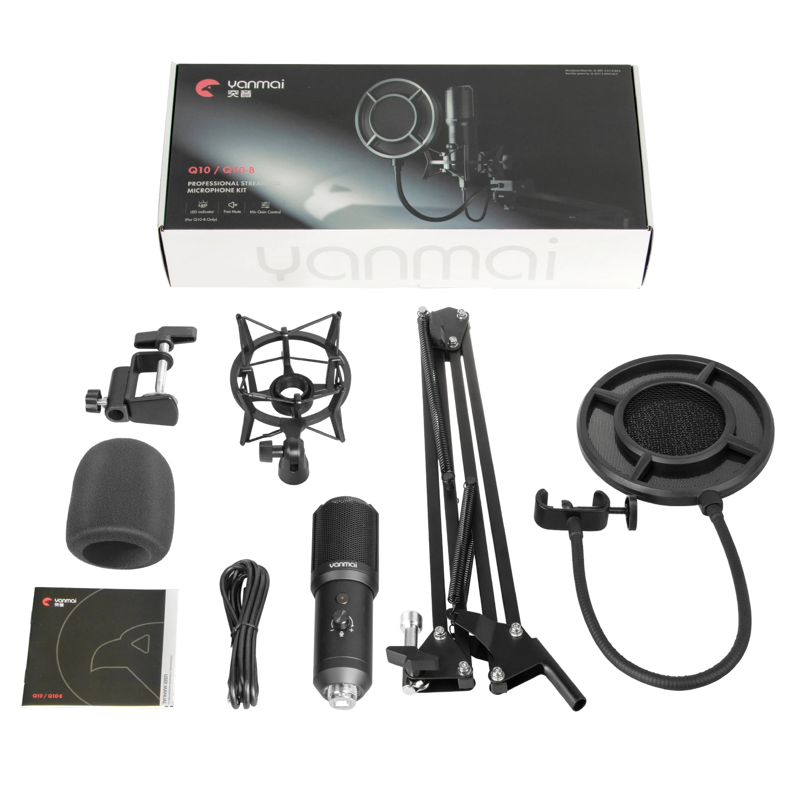 Q10B Recording Studio Microphone Kit Antipop Usb Microfonos