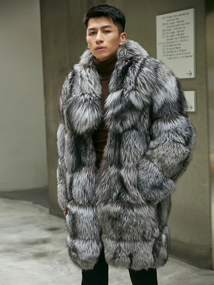 Silver fox on sale fur coat mens