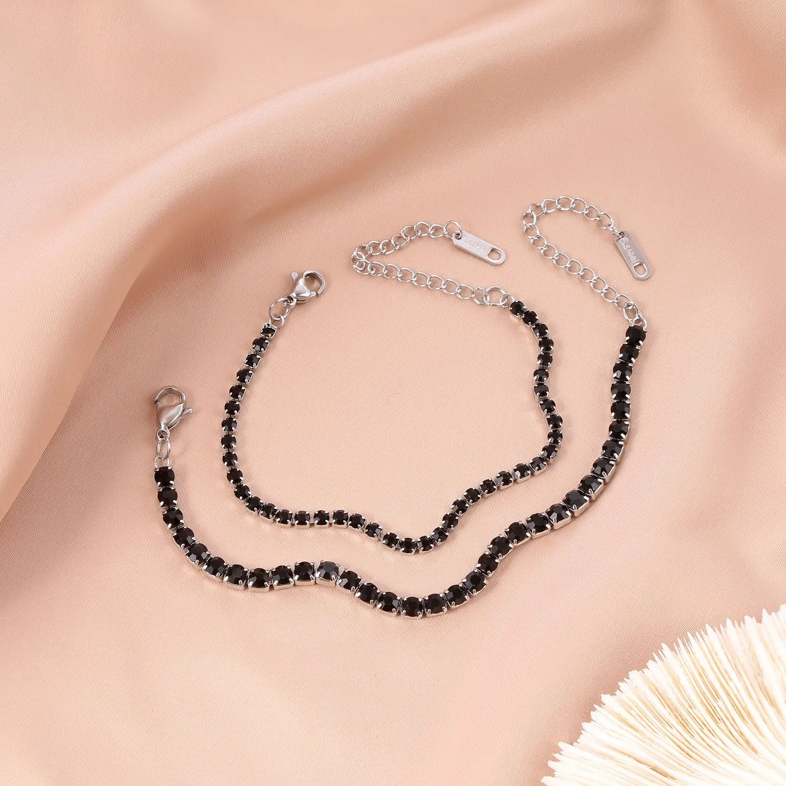 3mm 4mm フェイクダイヤモンドテニスブレスレット 18Kゴールドプレート 