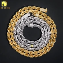 Real Gold Plated 6mm Pass Diamond Tester Moissanite Rope Chain Cadena Bracelet 316L Surgical Steel Not Tarnish