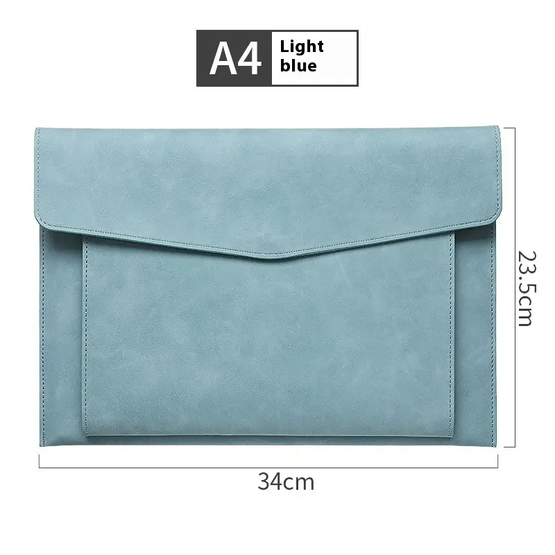 A4 Size File Folders Large Capacity PU Leather Document File Bag Conference Office Document Pouch Business Contract File Folder
