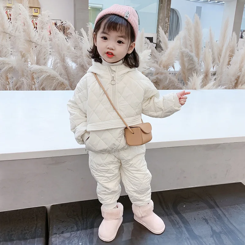 Wholesale Fashion Girls Clothing Winter Sets Pure Color High Quality Kids  Sweatshirt Warm Long Sleeve Kids Clothes Set for Girls