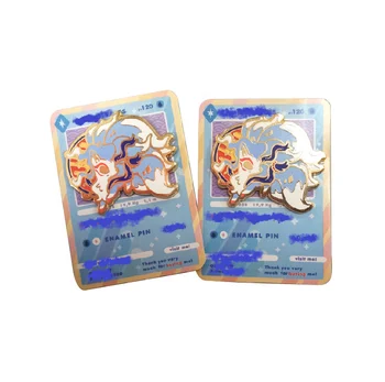 customized cardboard packing lapel pins hard enamel nine tales anime game pins enamel metal