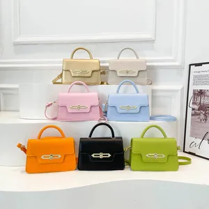 2026 New Candy Color PU Leather Woman's Handbags with Lock Fashion Square Bags for Girls