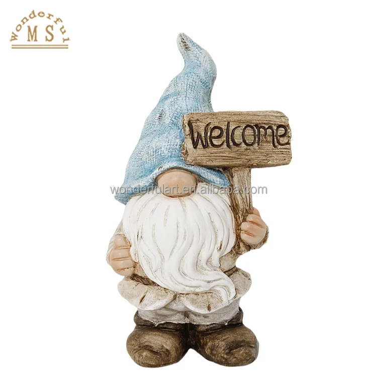 Poly stone old man with white beard Holiday Fairy figurine Home Decoration Art resin statue garden Ornament