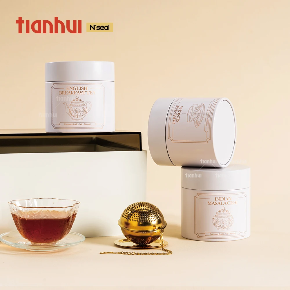 علبة شاي دائرية محكمة الغلق من تيانهوي، علبة صغيرة على شكل أسطوانة من القصدير