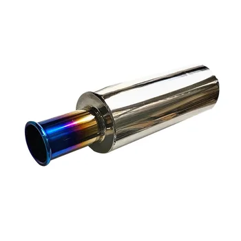 63MM Car Universal Stainless Steel Racing Exhaust Muffler Highflow Muffler Sports Exhaust Tail Pipe Medium Size