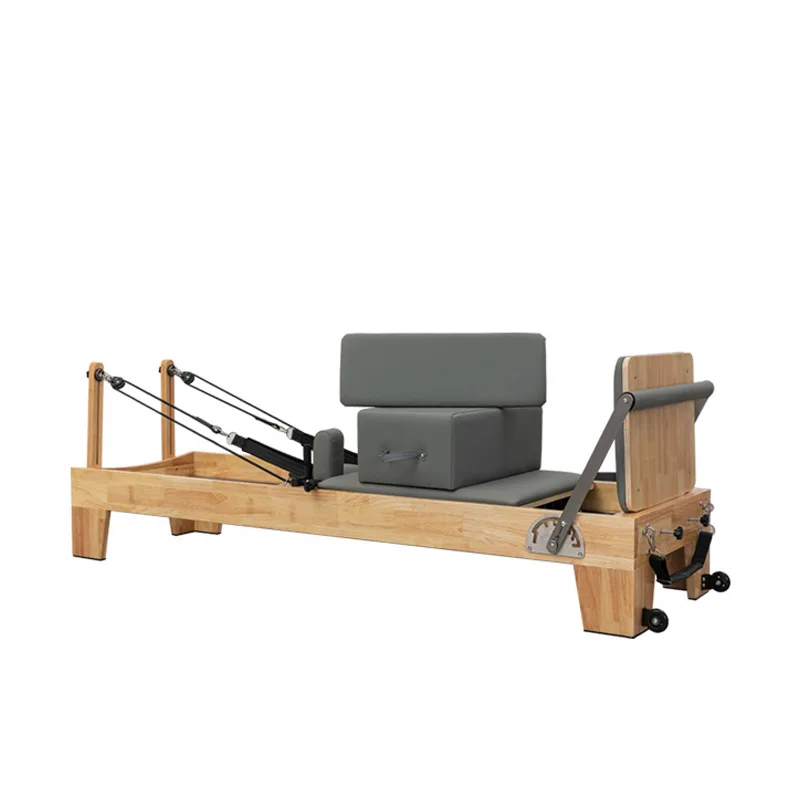 CE Certified Factory Hot Sale Professional Custom Pilates Reformer, Foldable Oak Wood Pilates Machine for Commercial Yoga Gym