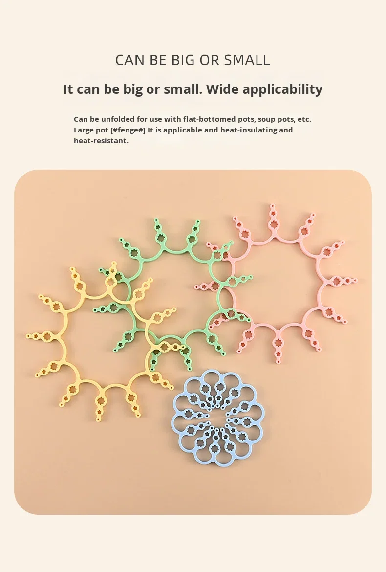 Stretchable and Foldable Reusable High-temperature Resistant Silicone Heat Insulation Pad for Tableware Trays manufacture