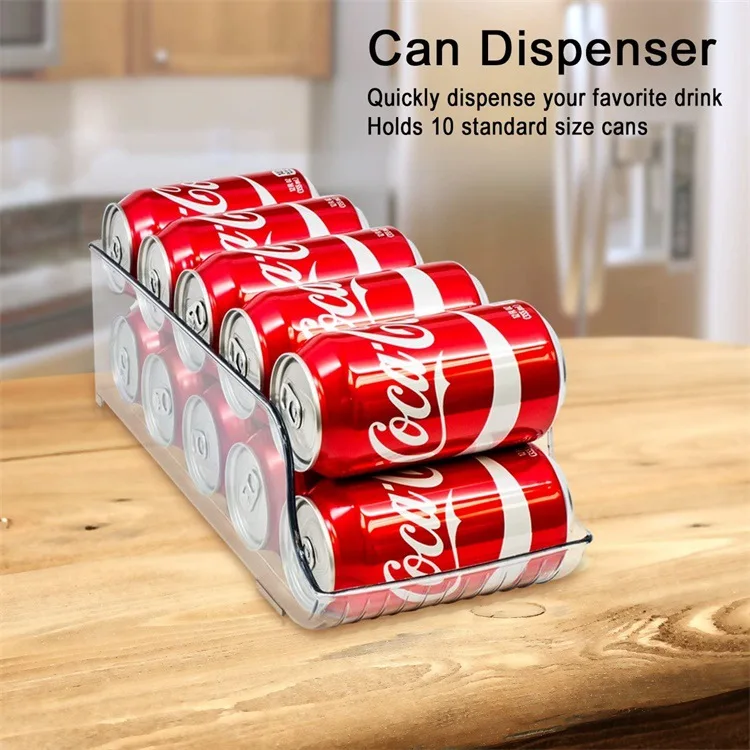 Single-Tier Standing Type PET Plastic Storage Containers for Kitchen Refrigerator Soda Beverage Can Storage