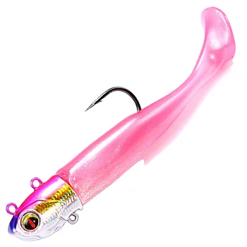 CHEERY Lead Sea Fishing Jig Head Hook + T-Tail Soft Bait Set Long-Range Lure Soft Worm for Sea Bass – Soft Lure – view 3