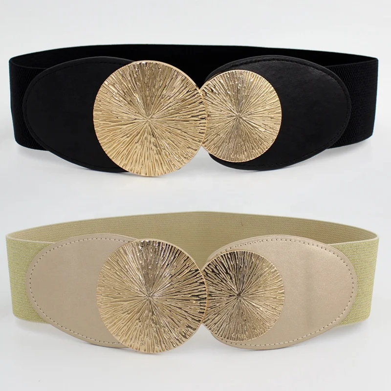 Buy Wholesale China Gold Metal Shiny Elastic Women Wide Belt For