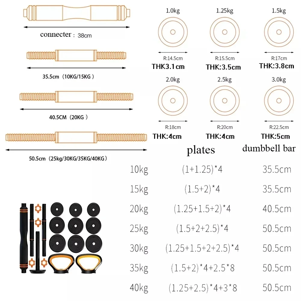 Hot Sale Household Weights Gym Equipment Fitness Price Kettlebell Adjustable Dumbbell 40kg And Barbell Set factory