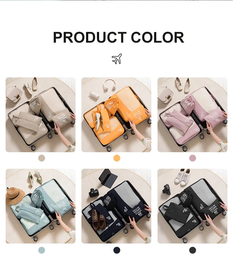 Custom Lightweight Polyester Waterproof Luggage Packing Cubes Travel