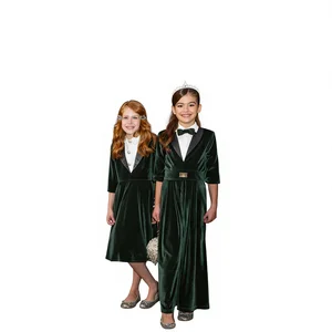 12-year-old Girl's Classic Velvet A-line Floor-Length Loose-fitting Embroidered 100% Cotton Solid Breathable Spring Party Dress