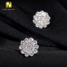 Fashionable luxurious Earrings Pass Diamond Tester Fine Jewelry 925 Silver Flower Earrings VVS Moissanite Stud Earrings