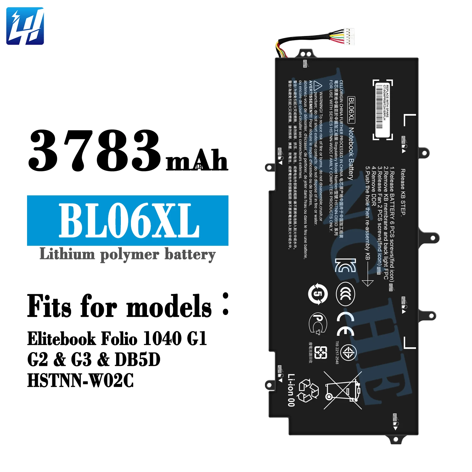 Batteria HP BL06XL 11.1V 5200mAh – Compatibile Con EliteBook Folio 1040 G0/G1/G2, 6 Celle, Ricarica Veloce E Sicurezza CE/FCC